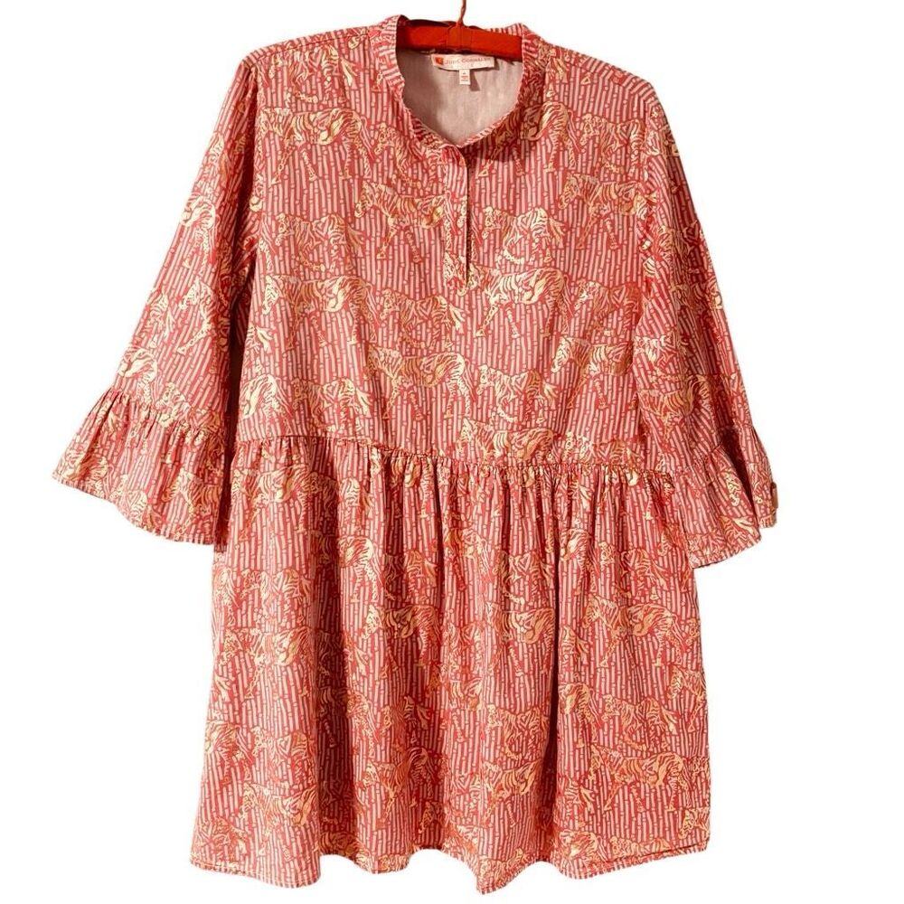 Jude Connally hidden zebra print pink & metallic lined cotton pockets mini dress